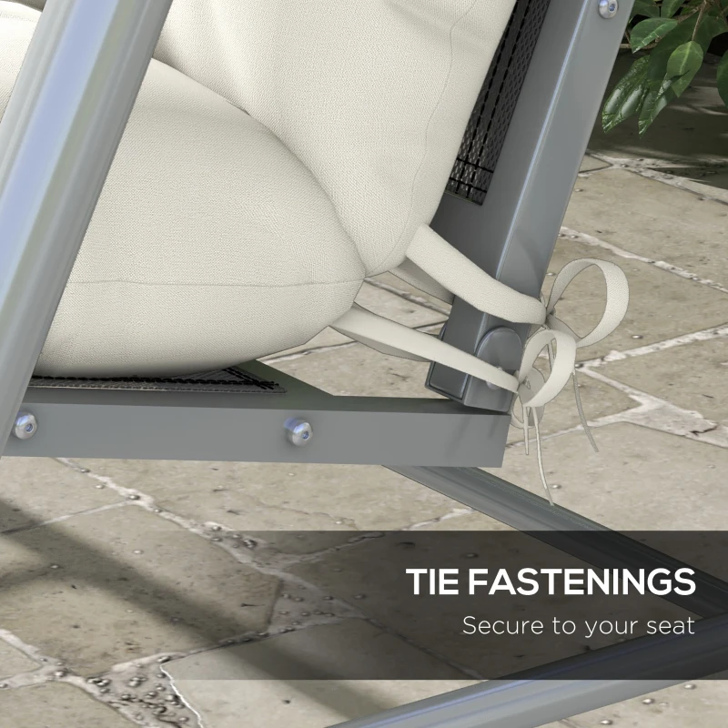 Best Back and Seat Cushion Replacement with 2 Pillows, Patio Chair Cushions Set with Ties, White - Image 5