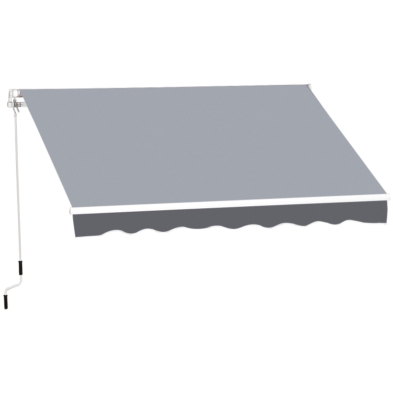 Best 2.5m x 2m Garden Patio Manual Awning Canopy Sun Shade Shelter Retractable with Winding Handle Grey - Image 14