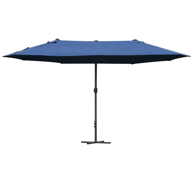 Best 4.6M Sun Umbrella Canopy Double-sided Crank Sun Shade w/ Cross Base Dark Blue