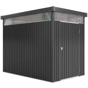 Best 5.3 x 8.5ft Galvanised Steel Garden Shed, Metal Shed with Roof Windows, Leakage Holes and Lockable Wide Door for Outdoor Patio Tool Storage