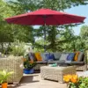 Best 3(m) Tilting Parasol Garden Umbrellas, Outdoor Sun Shade with 8 Ribs, Tilt and Crank Handle for Balcony, Bench, Garden, Wine Red - Image 2