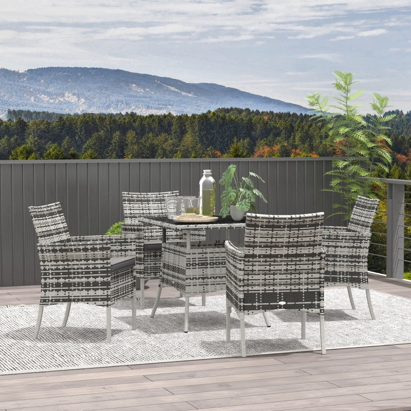 Best Five-Pieces Rattan Dining Set - Mixed Grey - Image 10