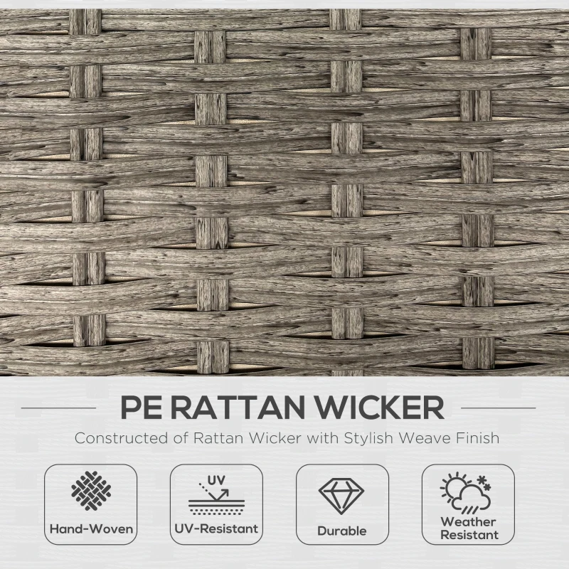 Best 6 Pieces Outdoor PE Rattan Garden Furniture, Patio Wicker Sectional Conversation Corner Sofa w/ Soft Padded Cushion & Liftable Coffee Table, Light Grey - Image 5