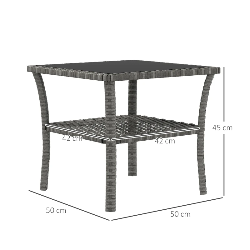 Best Two-tier PE Rattan Square Coffee Table - Grey - Image 3