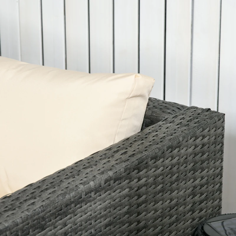 Best 3 Pieces PE Rattan Garden Furniture Set with 10 cm Thick Cushions, 4 Seater Garden Corner Sofa Set with Glass Top Coffee Table, Outdoor Furniture for Patio, Porch, Beige - Image 7