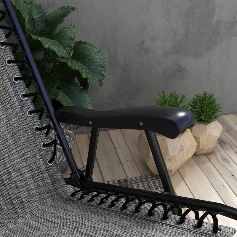 Best Folding Rocking Chair Outdoor Portable Zero Gravity Chair w/ Headrest Grey - Image 8