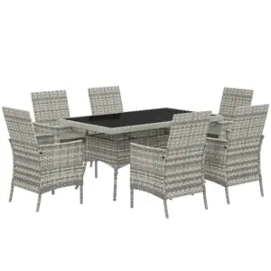 Best Seven-Piece Rattan Dining Set - Mixed-Grey