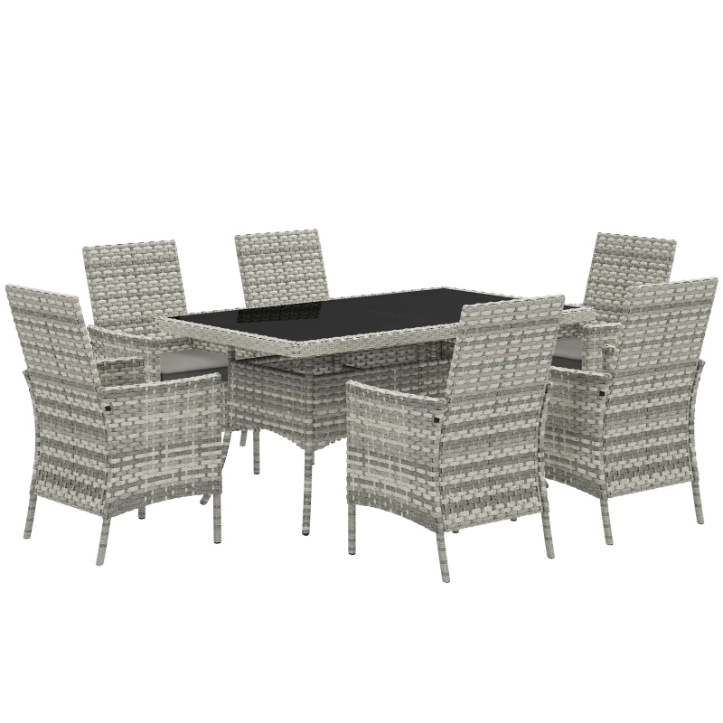 Best Seven-Piece Rattan Dining Set - Mixed-Grey