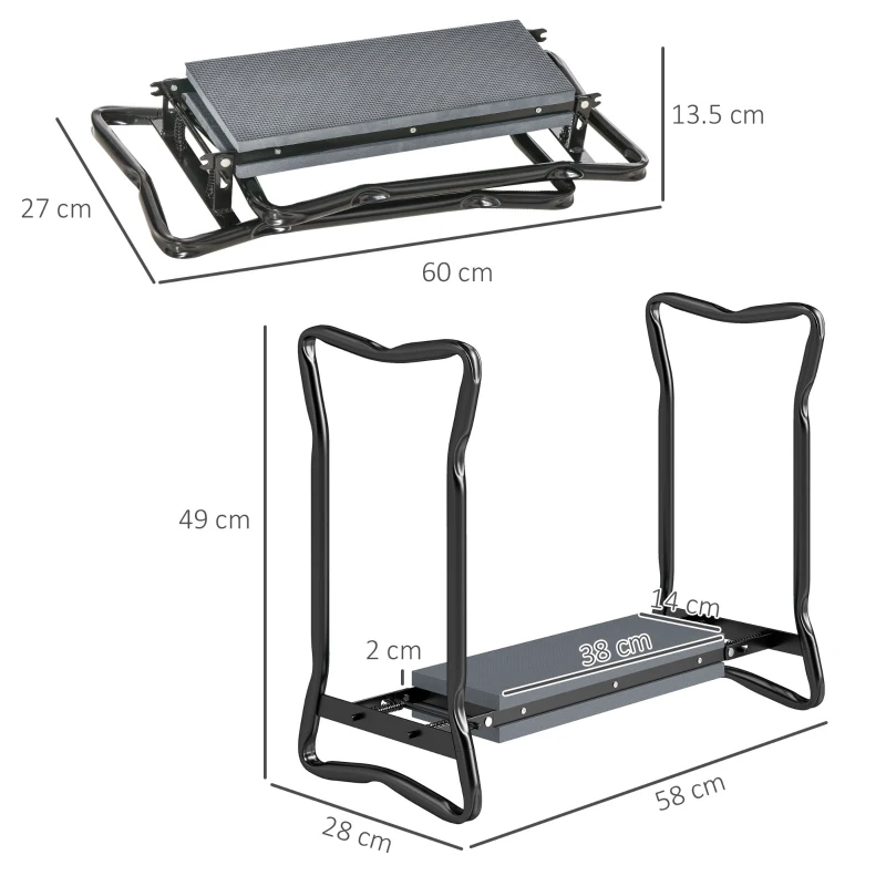 Best 2 In 1 Garden Kneeler Seat Kneeling Pad Support Bench Foldable Knee Protector, Grey - Image 3