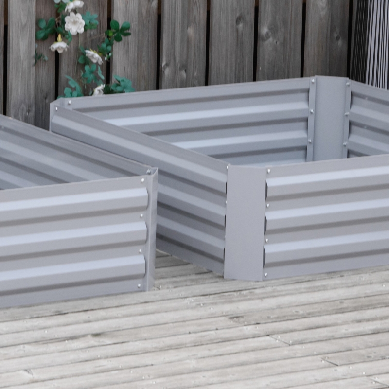Best Set of 2 291L Raised Garden Bed, Elevated Galvanised Planter Box for Flowers, Herbs, 100x100x30cm, Grey - Image 10