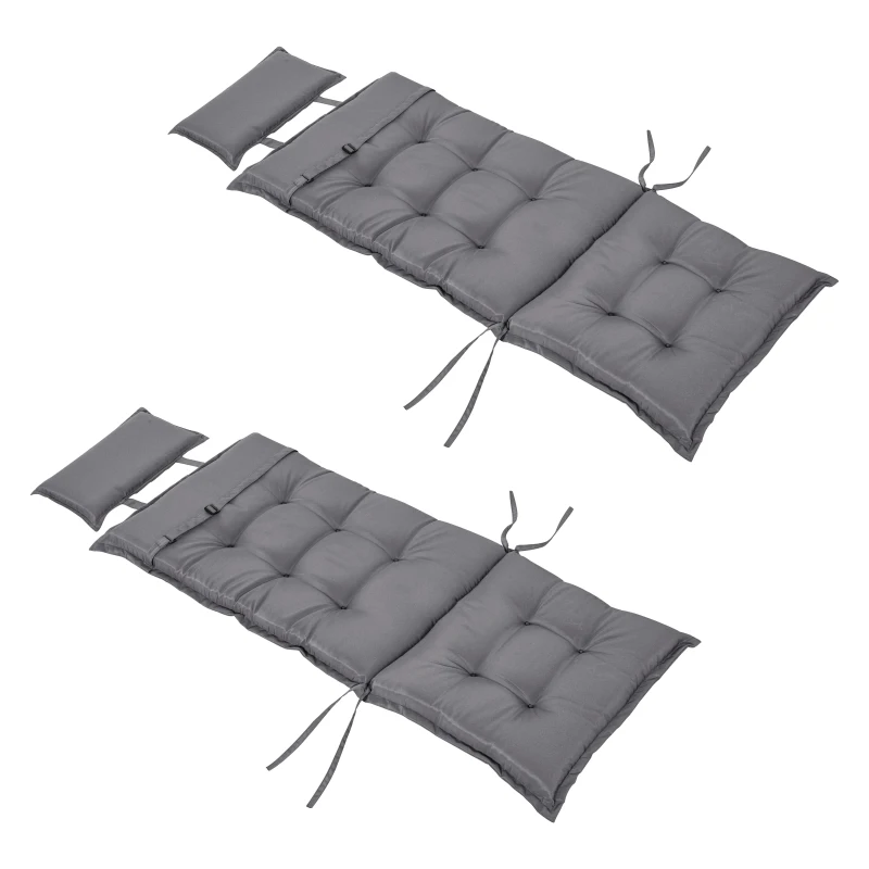 Best Set of 2 Outdoor Chair Cushions, High Back Padded Patio Chair with Pillow for Indoor and Outdoor Use, Dark Grey - Image 2