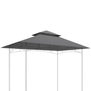 Best Grill Gazebo Replacement Canopy Roof for 1.5 x 2.4m Frame, UPF50+ Protection, Double Tiered 5' x 8' Outdoor BBQ Gazebo Cover Replacement, TOP COVER ONLY, Dark Grey