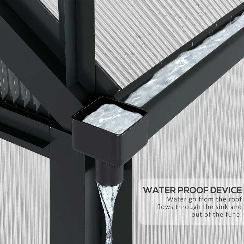 Best 6 x 10ft Polycarbonate Greenhouse, Large Walk-In Green House with Slide Door and Window, Garden Plants Grow House with Aluminium Frame and Foundation, Grey - Image 8