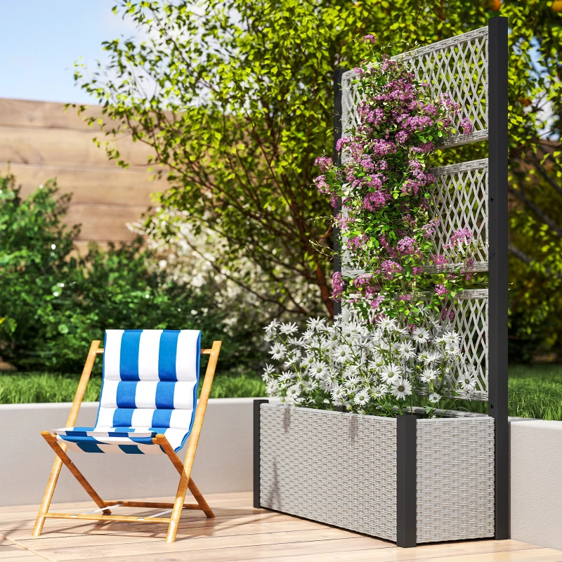 Best Garden Planter Box with Trellis, Liner for Climbing Plants, Vegetables, Flowers, 90 x 35 x 148 cm, Mixed-grey - Image 8