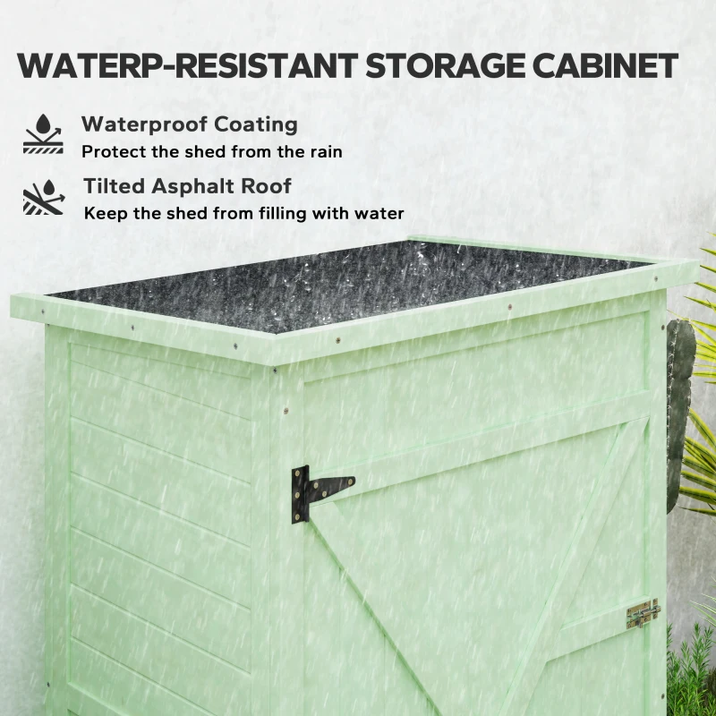 Best Wooden Small Shed, Garden Storage Shed with Shelves and Bolt Latch, 75L x 56W x115H cm, Green - Image 5
