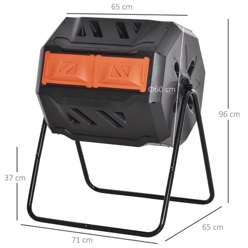 Best 160L 360° Rotating Dual Chamber Composter - Orange - Image 3
