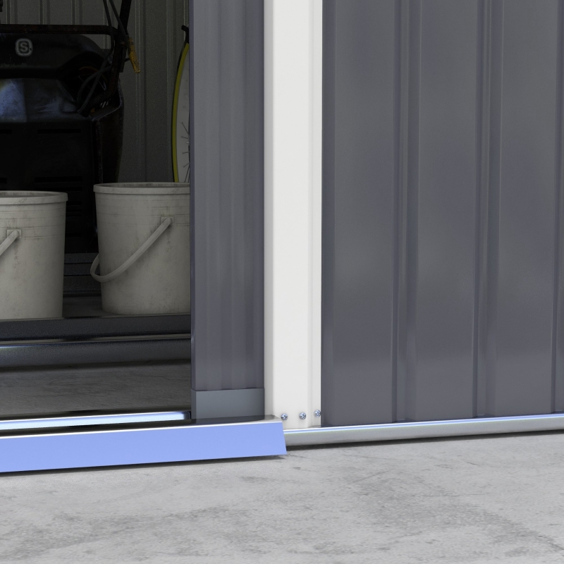 Best 13 x 11ft Metal Garden Shed, Outdoor Storage Tool House with Ventilation Slots, Foundation Kit and Lockable Double Doors, Grey - Image 9