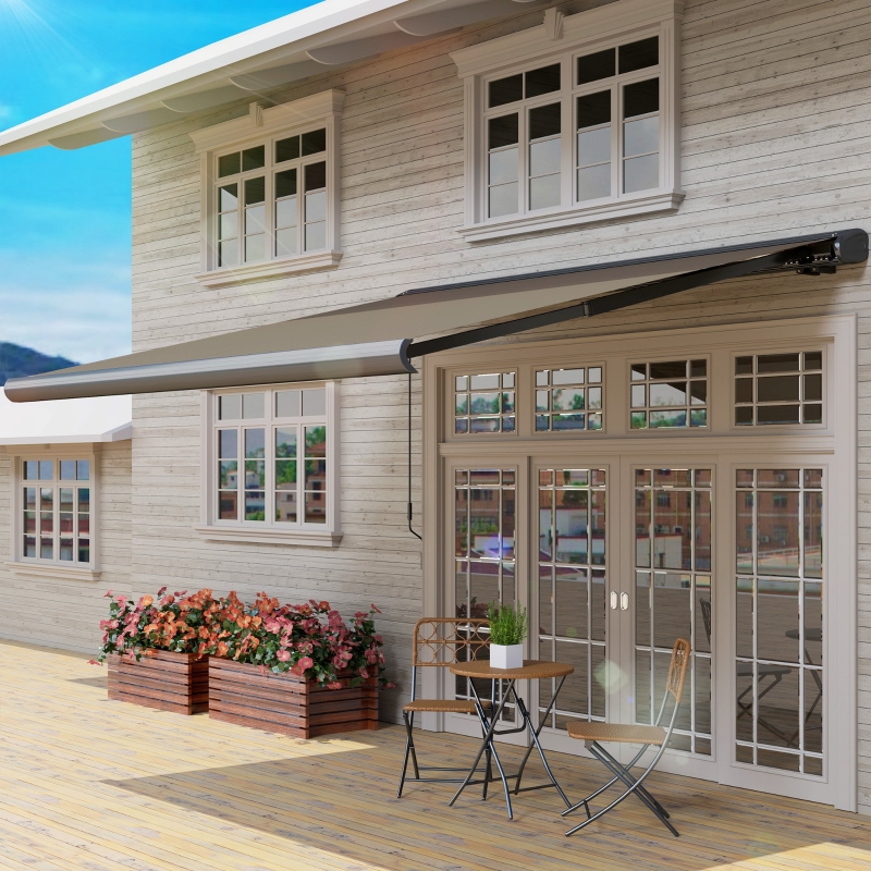 Best 3.5 x 3 m Electric Awning with Remote Controller, Aluminium Frame DIY Retractable Awning, UV50+ Sun Shade Canopy for Garden Patio Deck Door Window, Light Grey - Image 9