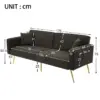 Modern Loveseat with Adjustable Backrest, Gold Legs, Side Storage Pockets, Sherpa Fabric Convertible Sofa Bed, 176L x 64W x 75H cm, Dark Grey - Image 3