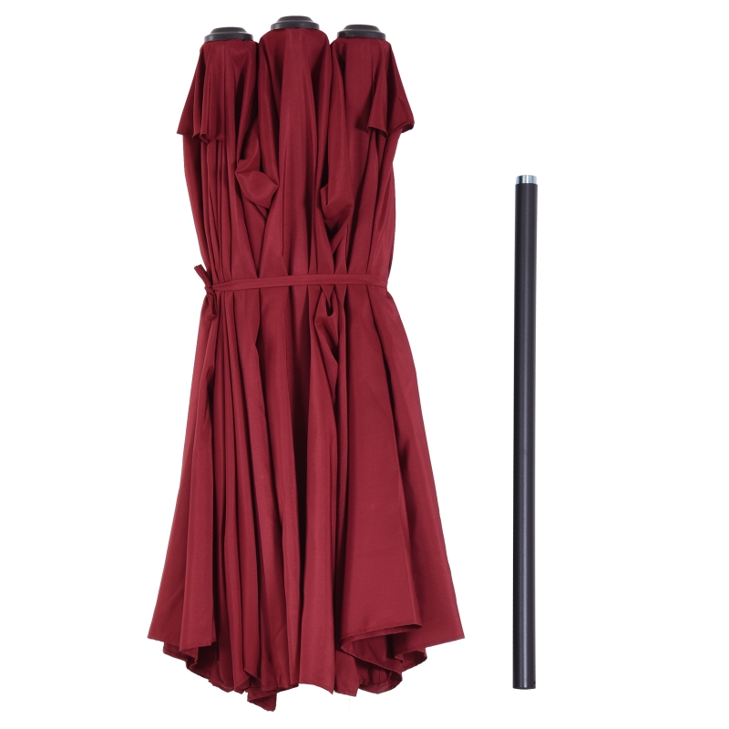 Best 4.6m Double-Sided Patio Parasol Sun Umbrella-Wine Red - Image 12