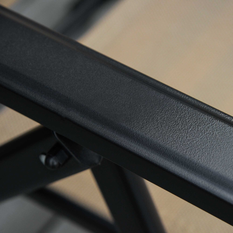 Outdoor Set of 2 Outdoor Sun Lounger 10-Position Adjustable Texteline Folding Reclining Chairs with Footrest for Patio Garden, Beige - Image 10