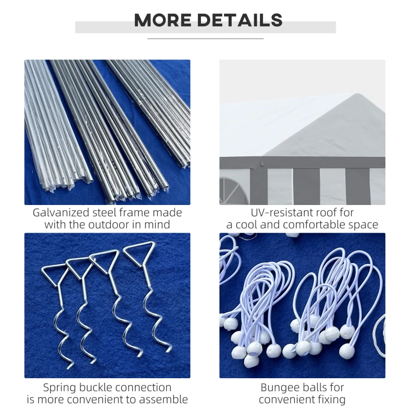 Best 6 x 4m Galvanised Party Tent, Marquee Gazebo with Sides, Six Windows and Double Doors, for Parties, Wedding and Events - Image 7