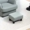 Best PU Leather Footstool with 4 Plastic Legs, Grey - Image 2