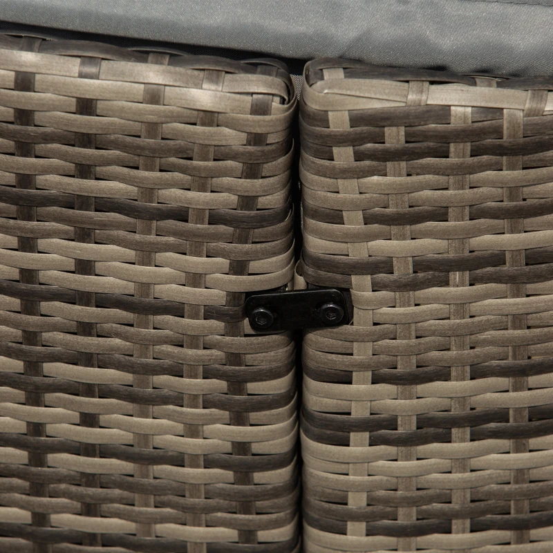 Best Outdoor PE Rattan Garden Furniture with Cushioned, Patio Wicker Conversation Furniture Set, Round Daybed with Retractable Canopy, Coffee Table and Three Pillows, Dark Grey - Image 8