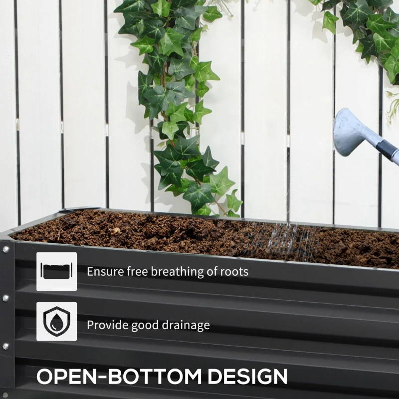 Best 2 Tier Raised Garden Bed, Galvanised Planter Box with Open Bottom for Vegetables Flowers Herbs, 120x101x58cm, Dark Grey - Image 5