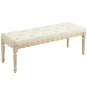 Best Vintage Wooden Bed End Bench - Cream White