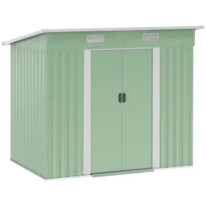 Best 7 x 4ft Outdoor Garden Metal Storage Shed, Tool Storage Box for Backyard, Patio and Lawn, Light Green
