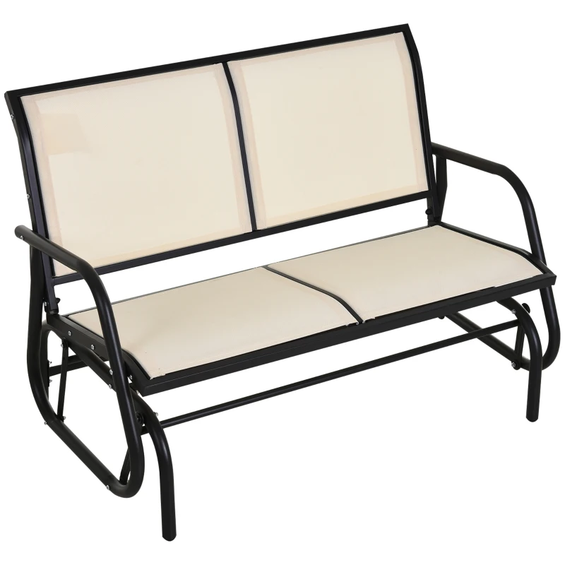 Best 2-Person Outdoor Glider Bench Patio Double Swing Gliding Chair Loveseat w/Power Coated Steel Frame for Garden Patio Porch, Cream