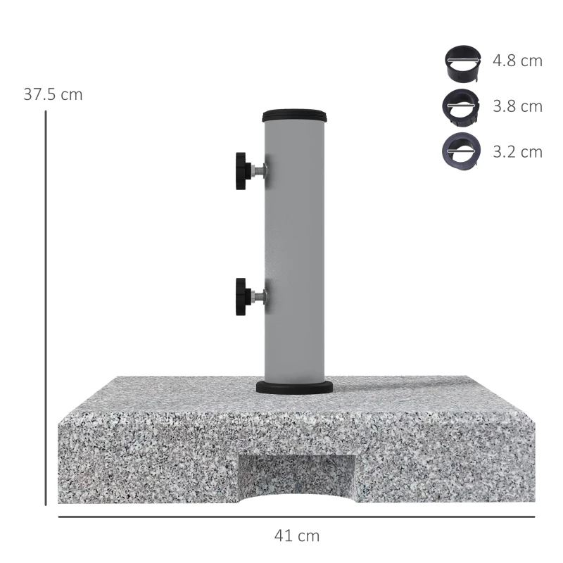 Best Granite Parasol Base, 28kg Heavy Duty Square Umbrella Stand with Wheels, Retractable Handle, Stainless Steel Tube, Grey - Image 3