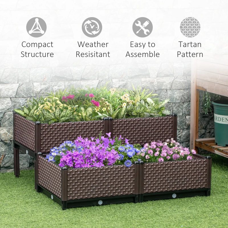 Best 50cm x 50cm x 46.5cm Set of 4 41L Garden Raised Bed Kit, PP DIY Elevated Planter Box, Flower Vegetables Planting Container with Self-Watering Design and Drainage Holes - Image 6