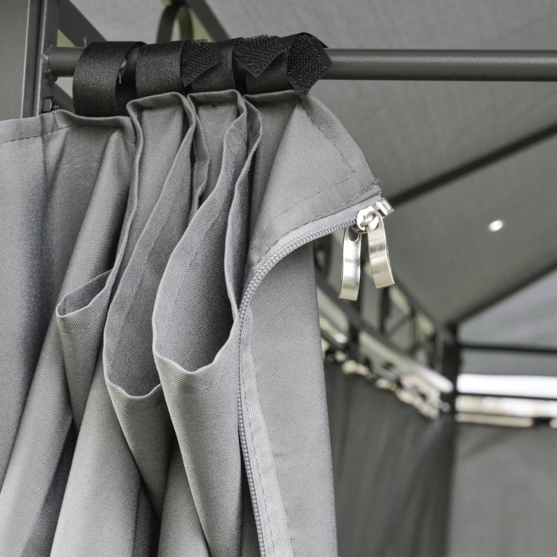 Best 4m x 3(m)Garden Gazebo, Double Roof Outdoor Gazebo Canopy Shelter with Curtains, Solid Steel Frame for Lawn and Deck, Grey - Image 10