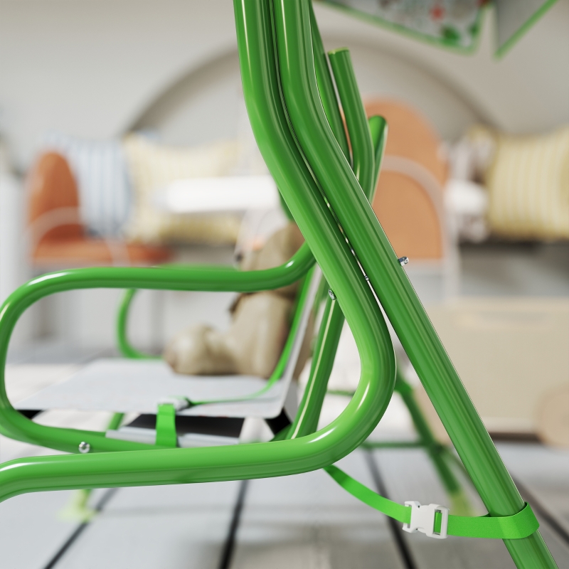 AIYAPLAY Kids Garden Swing Chair with Adjustable Canopy, Safety Belt, 2 Seater Hammock Swing Bench for Patio, Porch, Green - Image 9