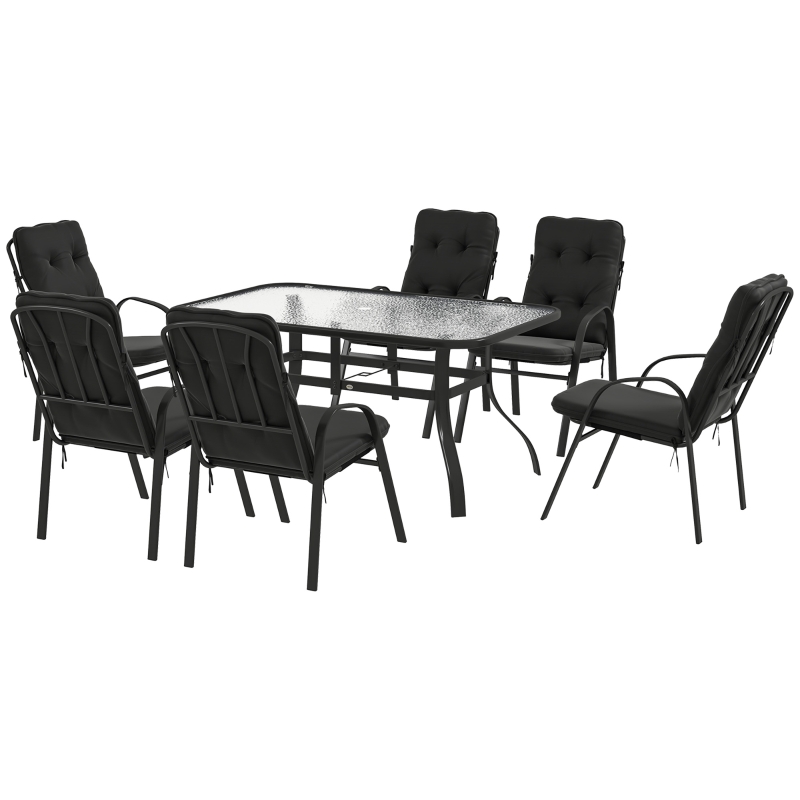 Best Seven-Piece Garden Dining Set with Cushions - Black - Image 11