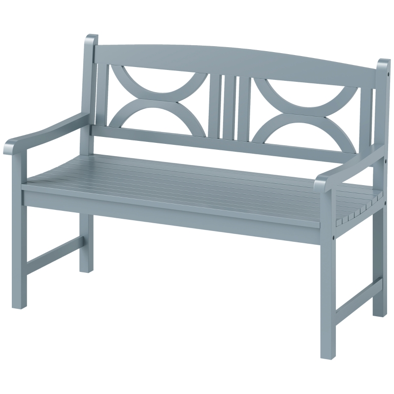 Best 2-Seater Wooden Garden Bench Outdoor Patio Loveseat for Porch, Grey - Image 11