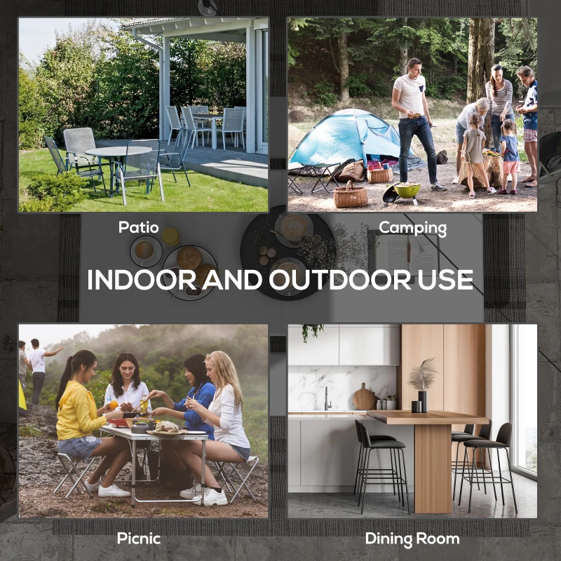 Best 180 x 75cm Folding Garden Table, Outdoor HDPE Picnic Table for 6, Rectangular Patio Table with Metal Frame, White - Image 6