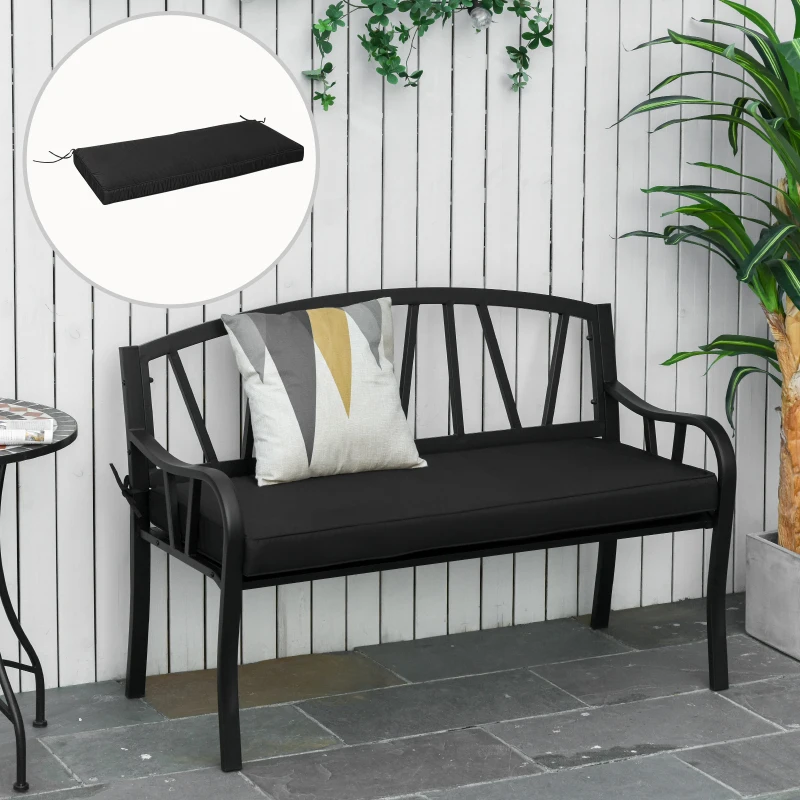 Best Garden Bench Cushion 2 Seater Loveseat Seat Pad for Patio Swing Furniture for Indoor & Outdoor Use, 120 x 50 x 8 cm, Black - Image 2