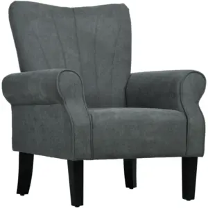 Best Upholstered Accent Chair with High Back, Rolled Arms and Wood Legs, Soft Thick Padded Armchair, Grey