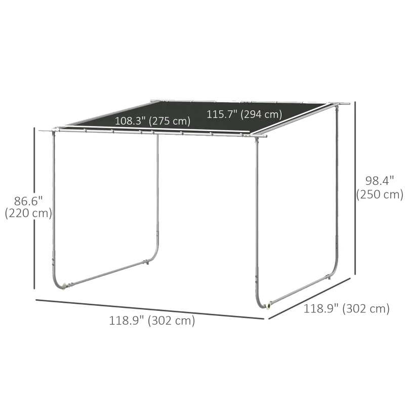 Best 3 x 3(m) Mobile Pergola Kit, Portable Garden Gazebo with Wheels, Sandbags, Steel Frame, UV-Resistant - Image 3