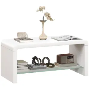 Best Curved Two-Tier Coffee Table - High Gloss White