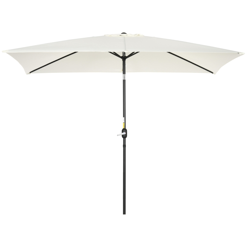 Best 3x2m Patio Parasol Garden Umbrellas Canopy with Aluminum Tilt Crank Rectangular Sun Shade Steel, Cream White - Image 11