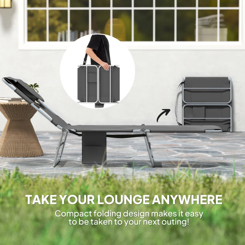 Best Reclining Face Hole Sun Lounger - Dark Grey - Image 7