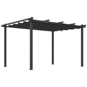 Best 3 x 4m Aluminium Pergola, with Retractable Roof - Dark Grey