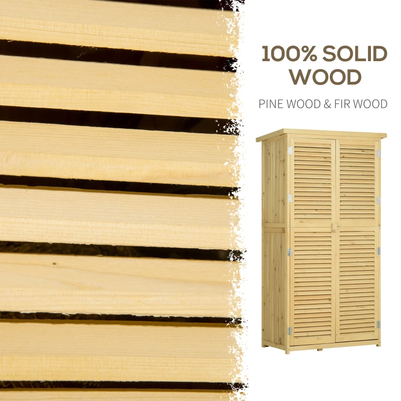 Best 87 x 47 x 160cm Wooden Garden Shed, Sheds & Outdoor Storage with Asphalt Roof and 2 Lockable Doors, Natural - Image 6