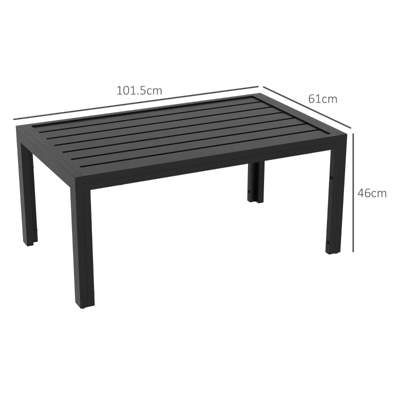 Best Outdoor Side Table, Rectangular Patio Coffee Side Table with Steel Frame and Slat Tabletop for Garden, Balcony, Black - Image 3