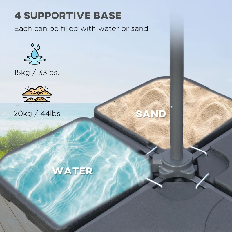 Best 3(m) Garden Banana Parasol Cantilever Umbrella with Crank Handle, Cross Base, Weights and Cover for Outdoor, Hanging Sun Shade, Coffee - Image 8