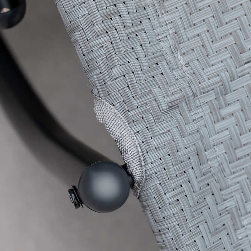 Best Zero Gravity Rocking Lounge Chair Rattan Effect Patio Rocking Chair w/ Removable Pillow Recliner Seat Breathable Texteline - Grey - Image 9